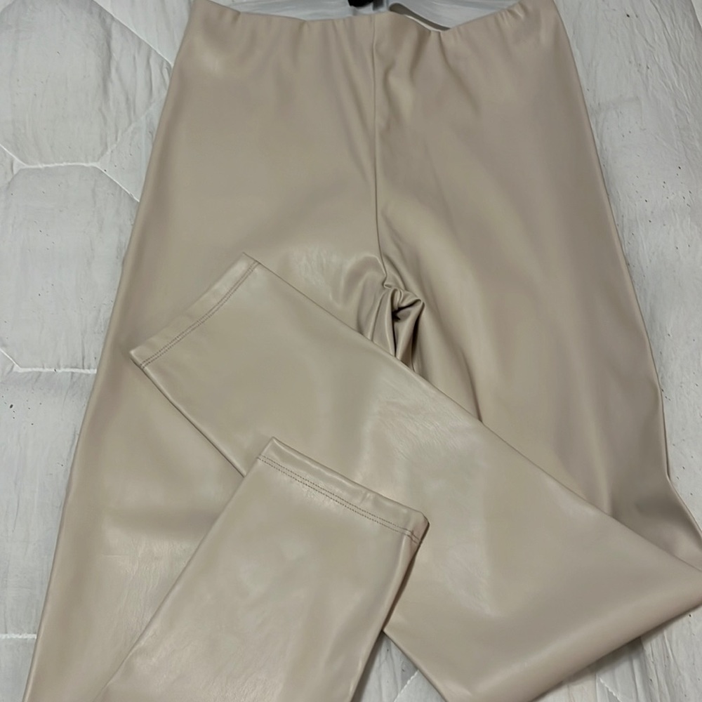 Flax leather stretch pants straight legs size M brand new never worn!